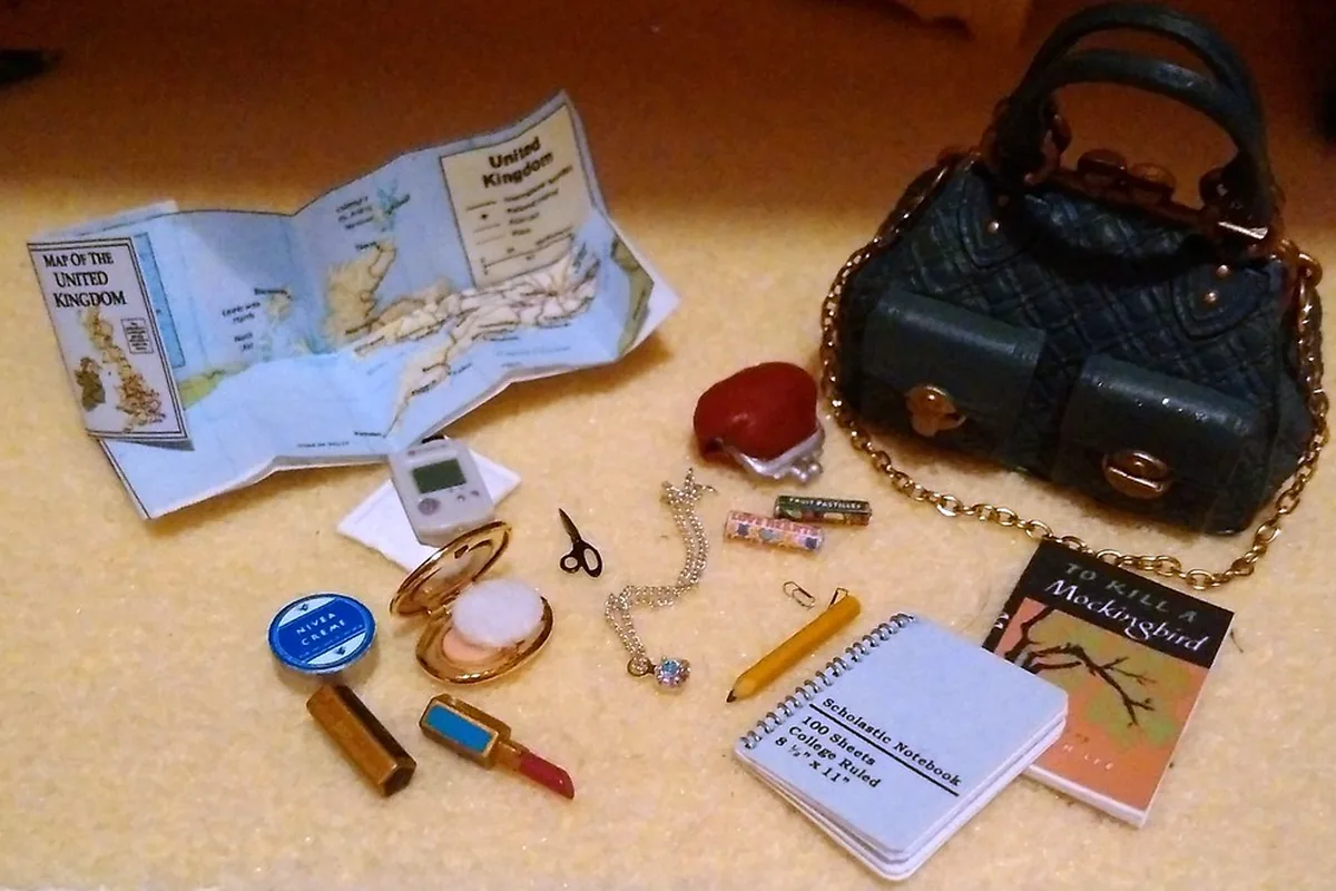 Bag with notebook, glasses and essentials laid out for a care tour